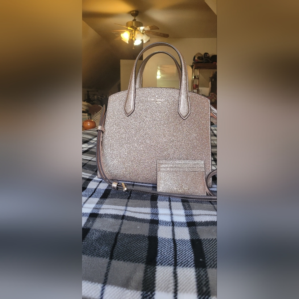Kate Spade pink sparkle purse and matching wallet
